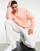 Asos Design Organic Oversized Sweatshirt In Orange Vintage Wash - Part Of A Set