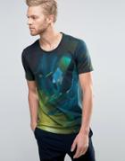 Hugo By Hugo Boss Dunny T-shirt Cactus Print Slim Fit In Blue - Blue