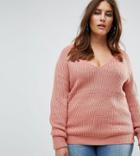 Brave Soul Plus Wafer Sweater - Pink