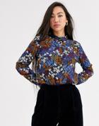 Monki Ditsy Floral Print Blouse In Multi