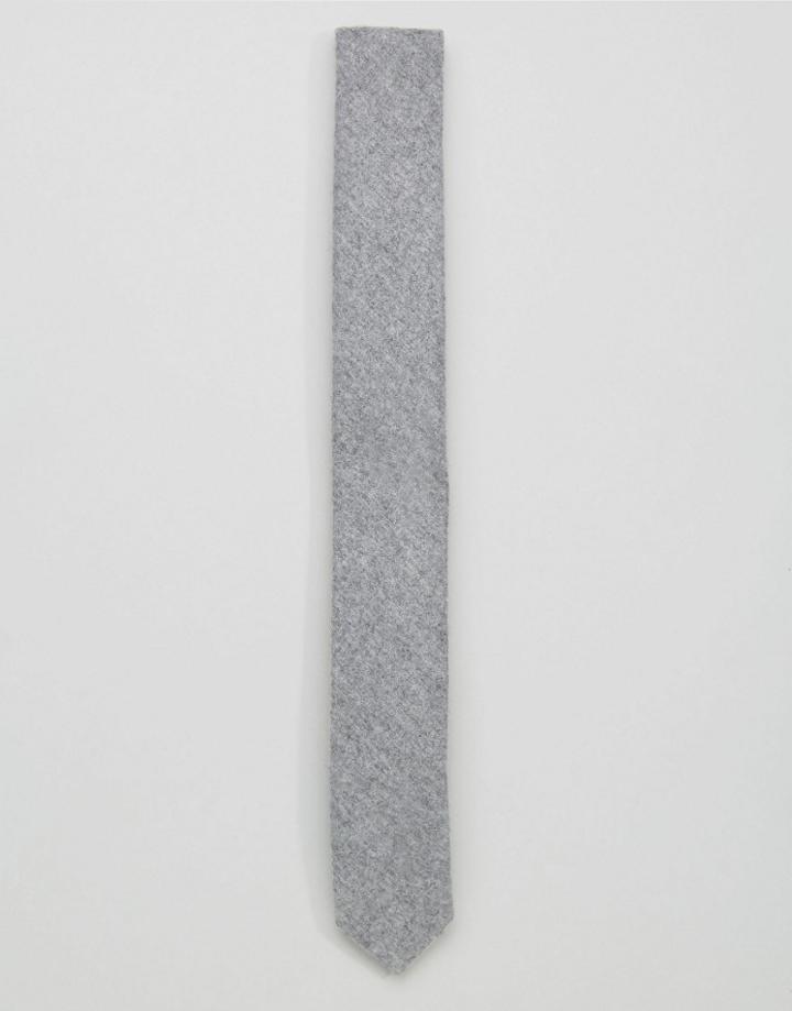 Asos Warm Handle Slim Tie In Gray - Gray