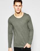 Asos Long Sleeve T-shirts With Scoop Neck In Green - Green