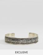 Reclaimed Vintage Inspired Bracelet With Engraved Pattern - Silver