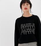 Warehouse Embellished Razzle Dazzle Sweater In Black - Black