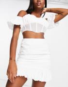 Asos Design Set Ruched Mini Skirt-white