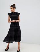 Y.a.s High Neck Lace Detail Dress - Black