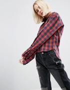 Asos Red Cotton Check Shirt With Extreme Cuffs - Red