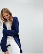 Brave Soul Alfie Cardigan With Balloon Sleeves - Navy