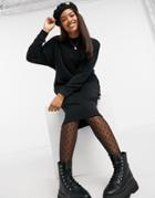 Monki Mindy Organic Cotton Midi Sweater Dress In Black