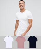 Asos Design Crew Neck T-shirt 3 Pack Multipack Saving - Multi