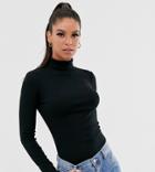 Brave Soul Tall Adrian Roll Neck Top - Black