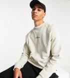 Calvin Klein Exclusive To Asos Center Logo Sweatshirt In Stone-neutral