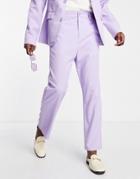 Bando Wide Leg Loose Fit Suit Pants-purple