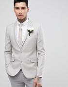 Asos Wedding Skinny Blazer In Putty 100% Merino Wool - Gray