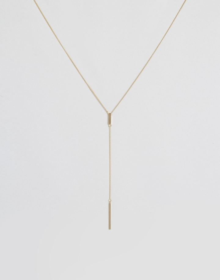 Nylon Drop Pendant Necklace - Gold