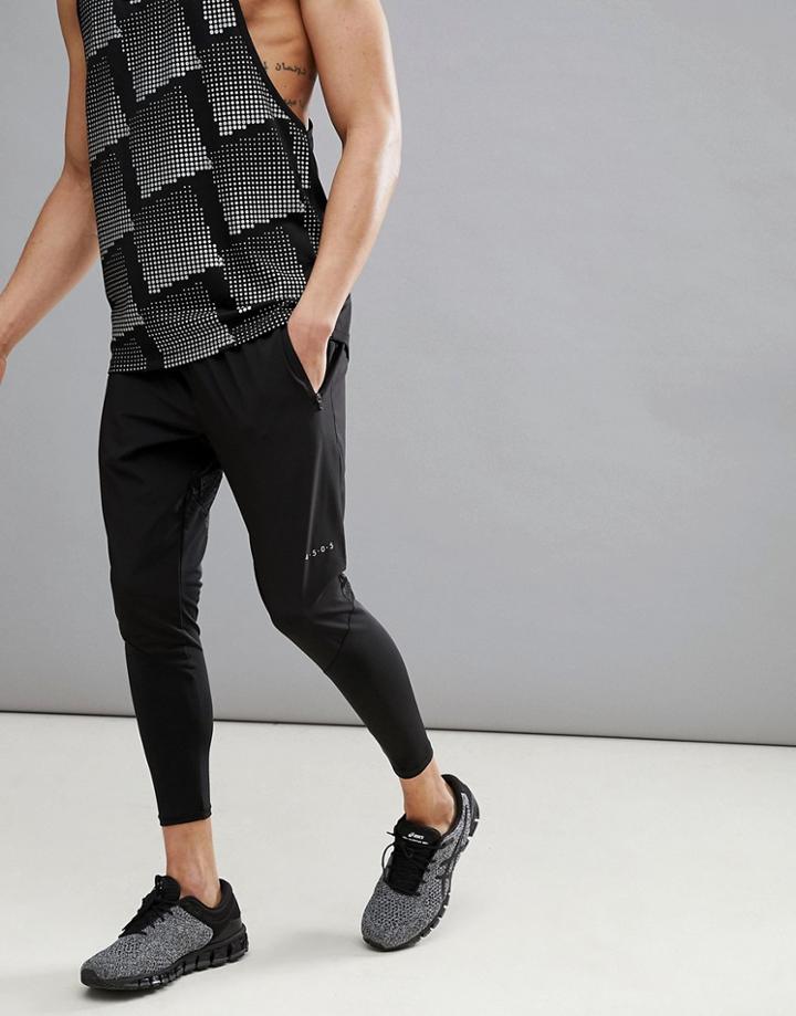 Asos 4505 Super Skinny Jogger With Cut & Sew - Black