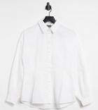 Reclaimed Vintage Inspired Cotton Poplin Shirt With Volume Sleeves In White