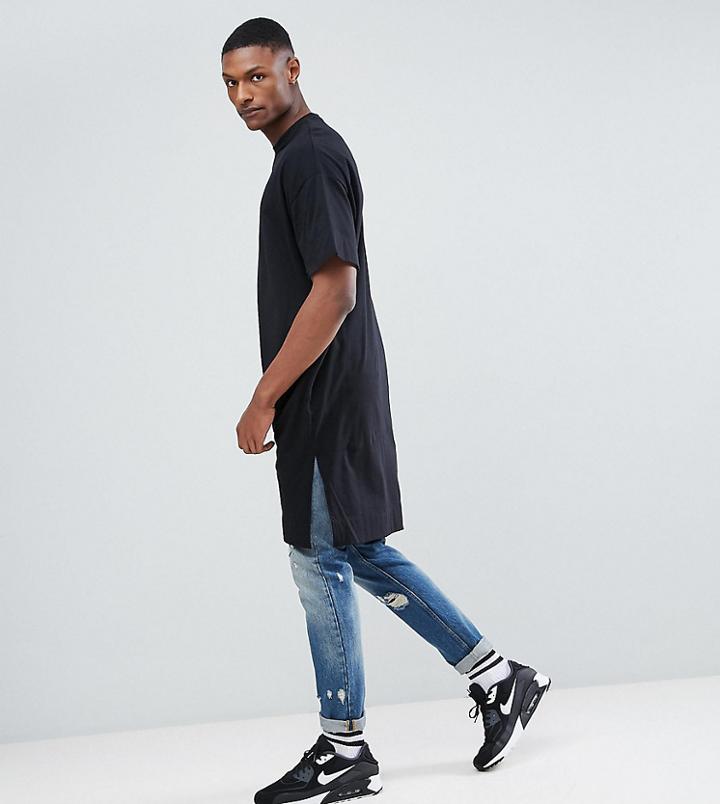 Asos Tall Extreme Longline Super Oversized T-shirt In Black - Black