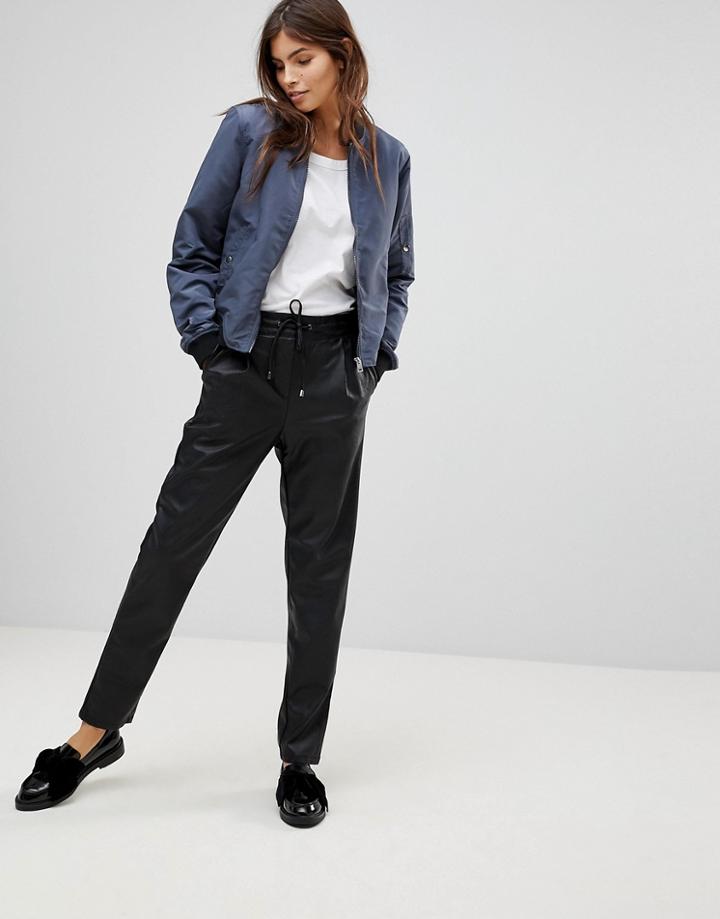 Vero Moda Faux Leather Peg Pants 32 Length - Black