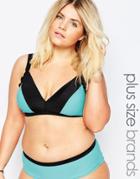 Junarose Color Block Bikini Top - Blue