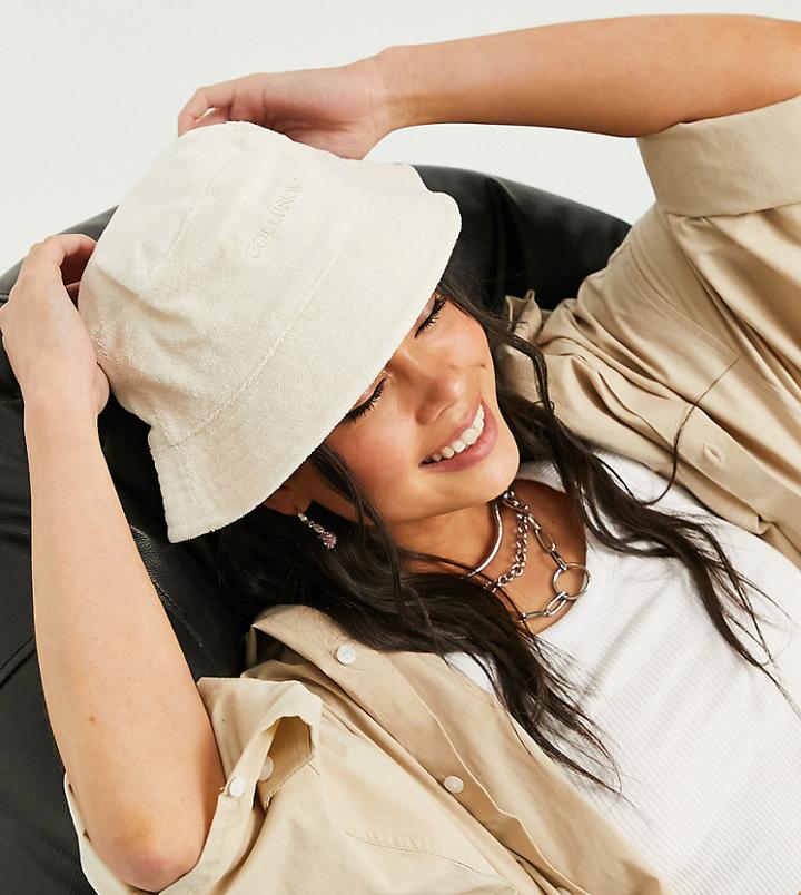 Collusion Bucket Hat In Off White Terry-neutral