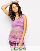 Sunshine Soul Longline Festival Crochet Tank Top - Mauve Pink