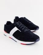 Tommy Hilfiger Knitted Material Mix Logo Sneaker In Navy - Navy