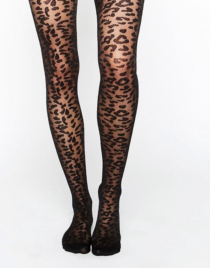 New Look Animal Jacquard Tights - Black