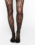 New Look Animal Jacquard Tights - Black