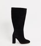 Asos Design Wide Fit Comet Suede Pull On Boots In Black