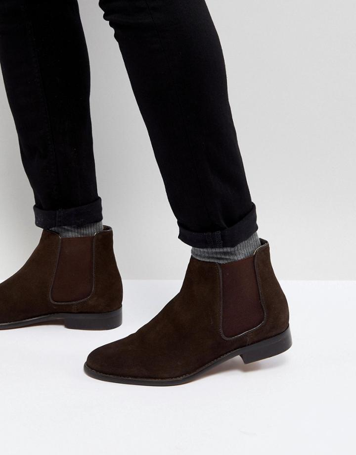 Walk London Harrington Suede Chelsea Boots In Brown - Brown
