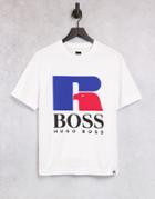 Boss X Russell Athletic Large Logo T-shirt In White