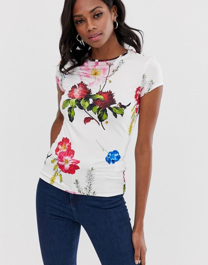 Ted Baker Fitted T-shirt In Berry Sundae - White