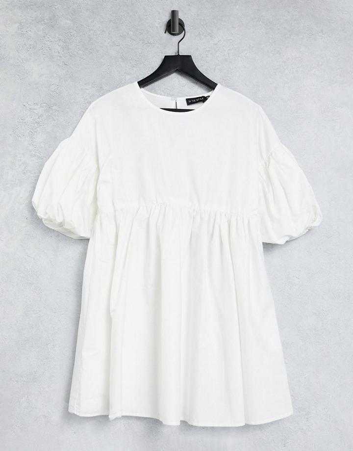 In The Style X Elle Darby Puff Sleeve Smock Dress In White