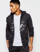 Armani Jeans Zip Up Hoodie With Large Logo - Navy