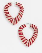Asos Design Hoop Earrings In Wrapped Stripe Fabric - Multi