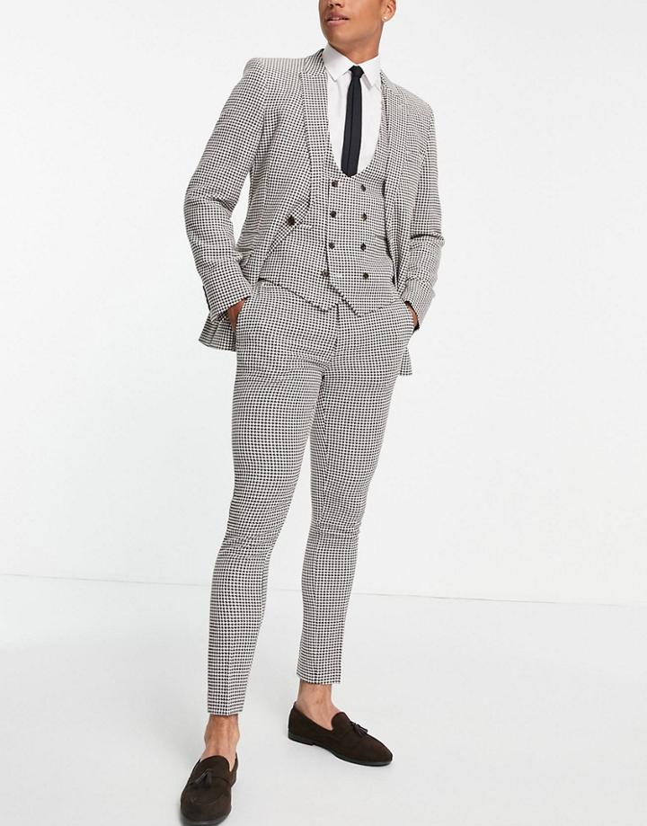 Asos Design Super Skinny Suit Pants In Brown Dogstooth