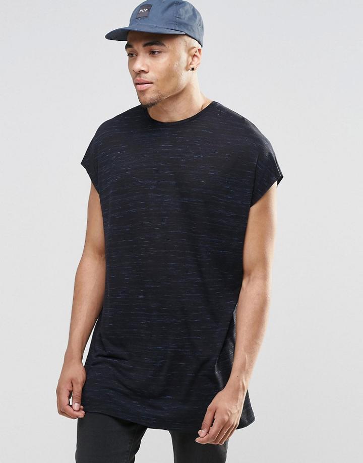Asos Oversized Sleeveless T-shirt In Inject Fabric - Navy