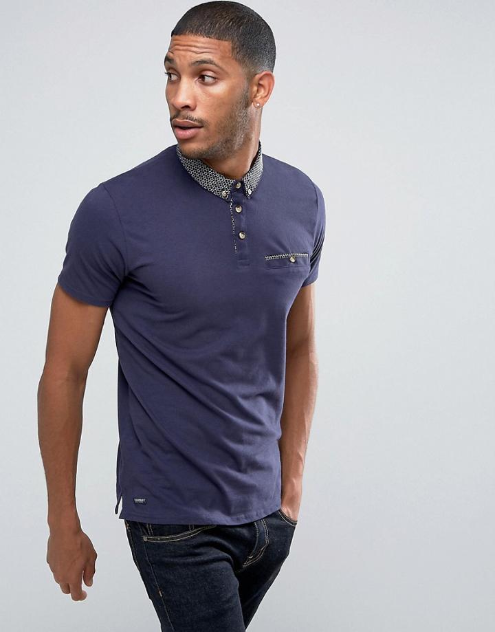 Threadbare Pocket Polo With Contrast Collar - Navy