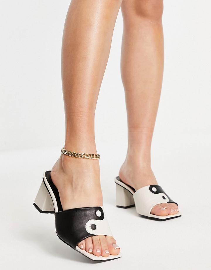 Raid Aana Mid Heeled Mule Sandals In Mono-multi