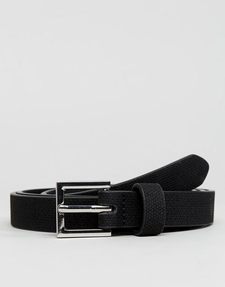 Asos Smart Skinny Belt In Black With Emboss - Black