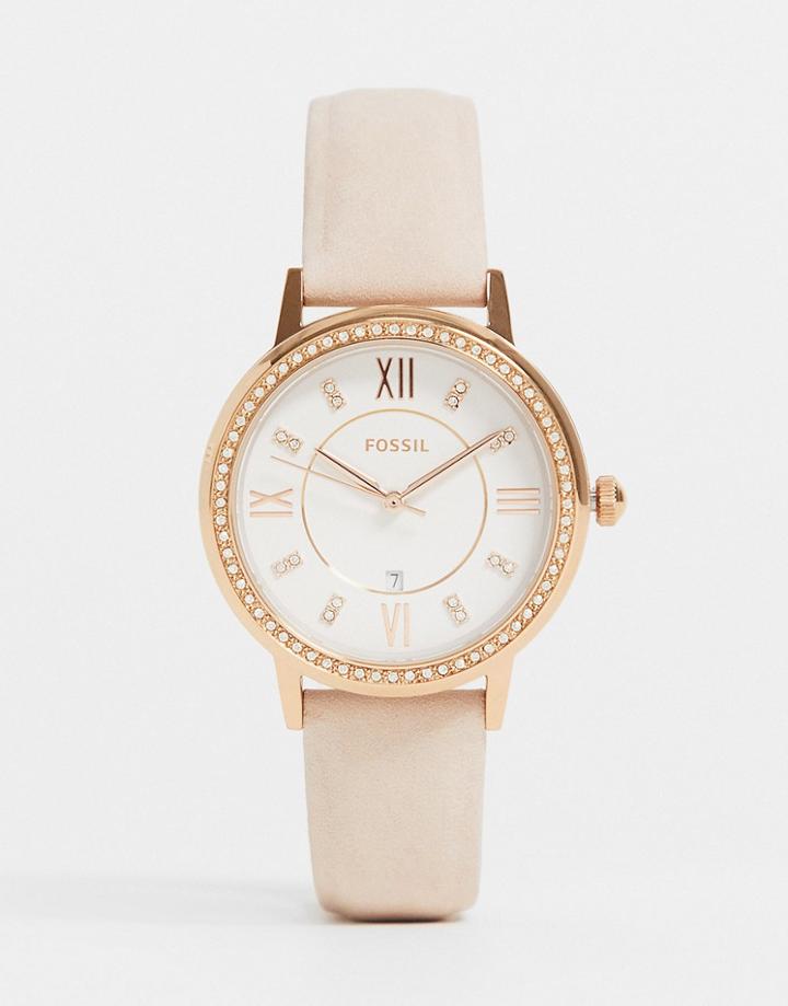 Fossil Womens Leather Watch In Pink