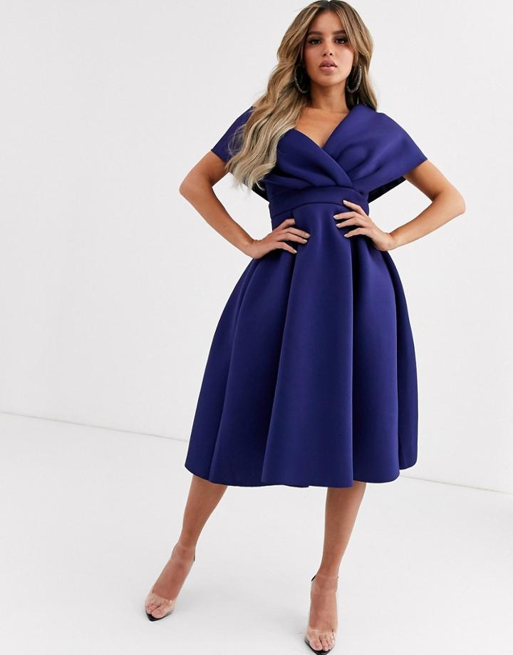 Asos Design Fallen Shoulder Prom Dress With Tie Detail