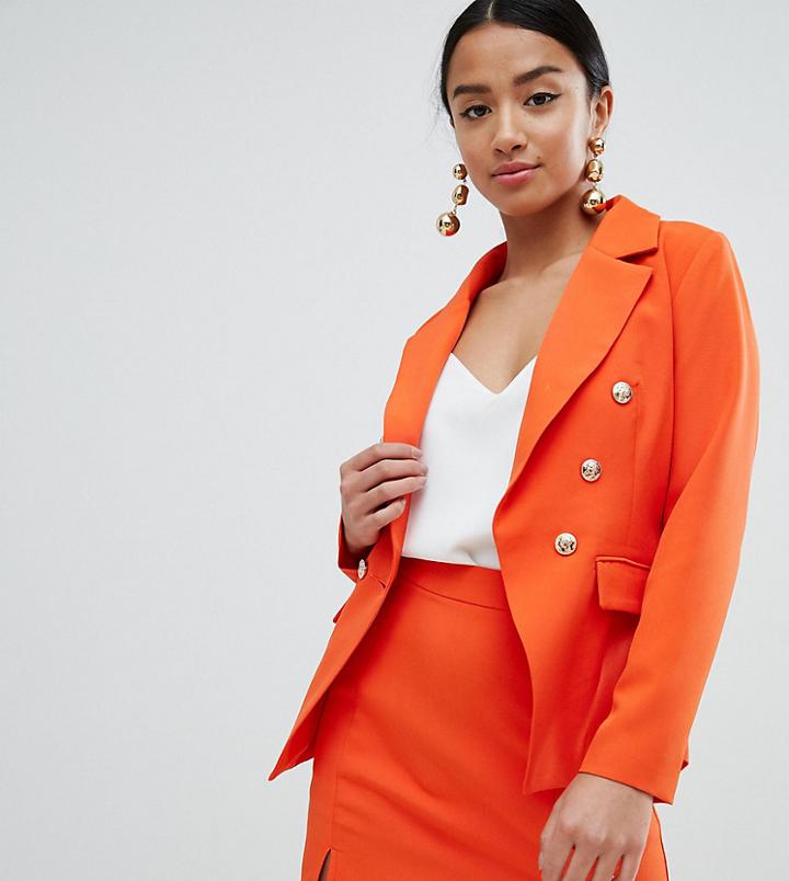 Missguided Petite Gold Button Blazer - Orange