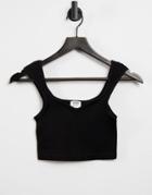 Cotton: On Seamless Crop Top With Sweetheart Neckline In Black