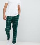 Asos Design Tall Tapered Smart Pants In Green Check - Green