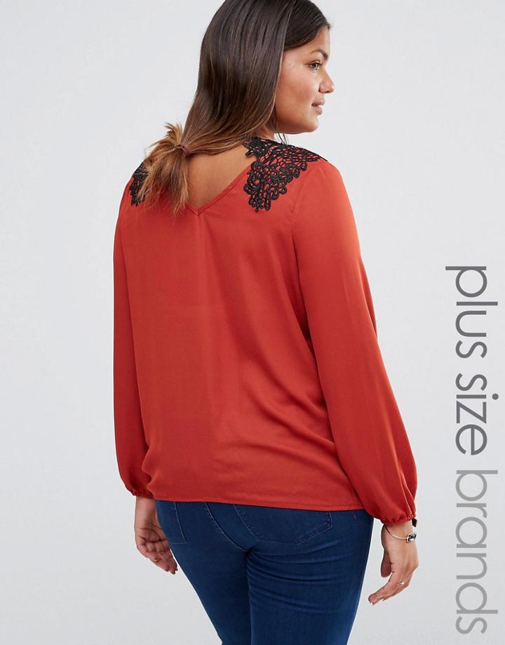 Lovedrobe Wrap Back Lace Shoulder Top - Copper