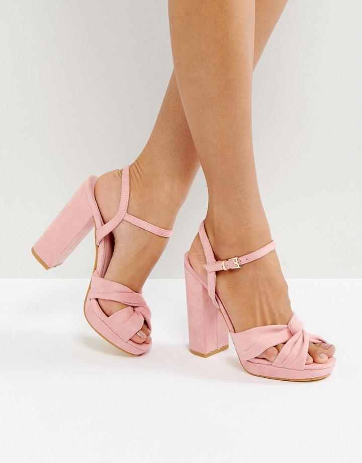 Truffle Collection Soft Knot Front Platform Sandal - Pink