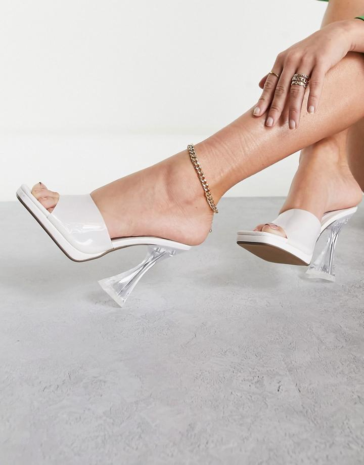 Steve Madden Lipa Clear Heel Mules In White
