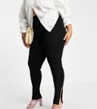 Asos Design Curve Legging With Side Split In Black